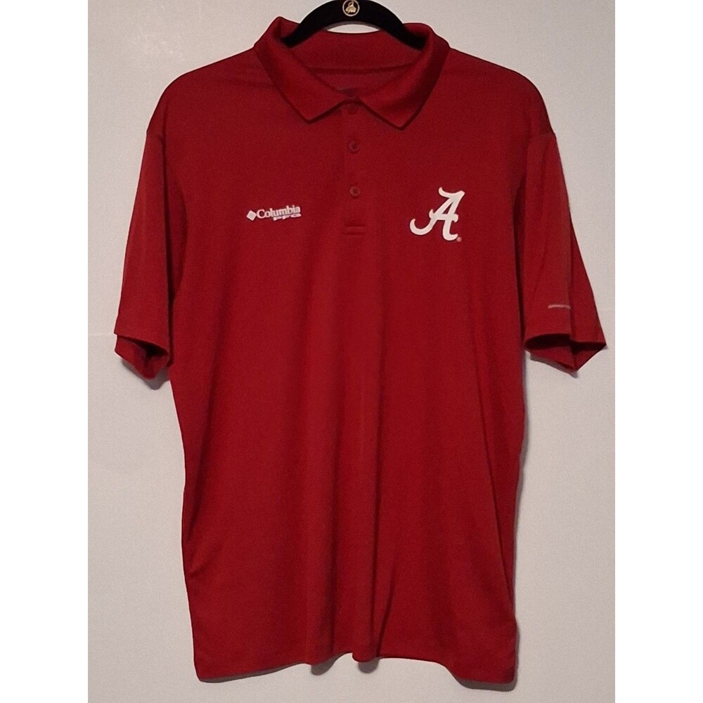 Alabama Crimson Tide Columbia PFG Mens Polo Shirt Red Short Sleeve NCAA Golf M
